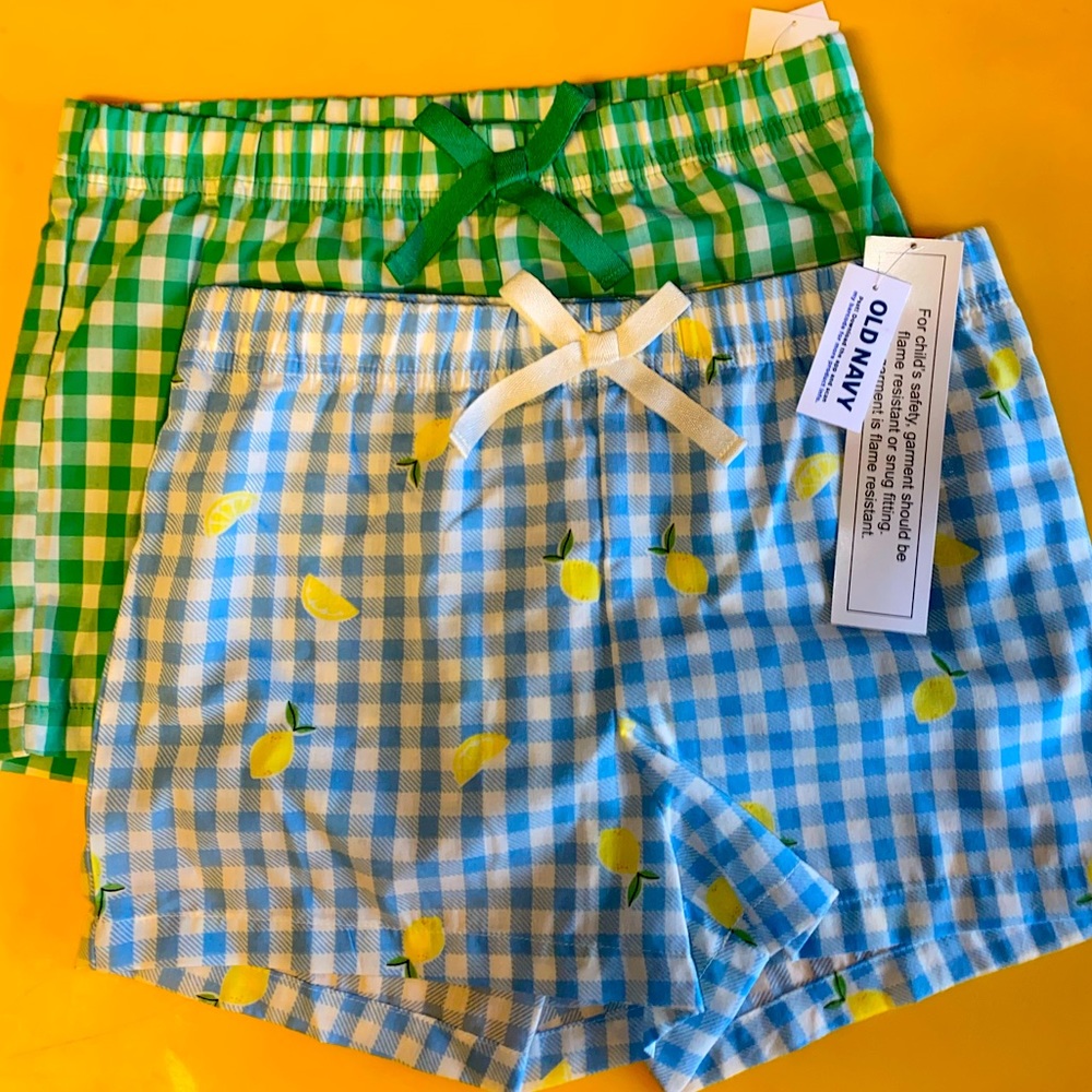 Kids Lemon and GreenPlaid Shorts